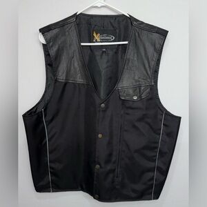 Xelement Men’s 2XL Leather And Nylon Biker / Motorcycle Riding Vest Moto